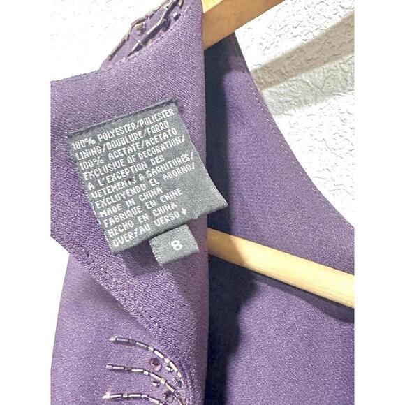 Liz Claiborne Night Women's Dark Purple Long Sleeveless Beaded Formal Gown Size8 - Picture 9 of 15